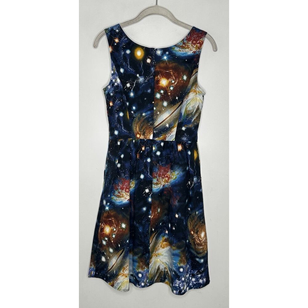 ModCloth Sleeveless Solar System Fit and Flare Dress Size S Cotton Mini Space - Picture 8 of 8